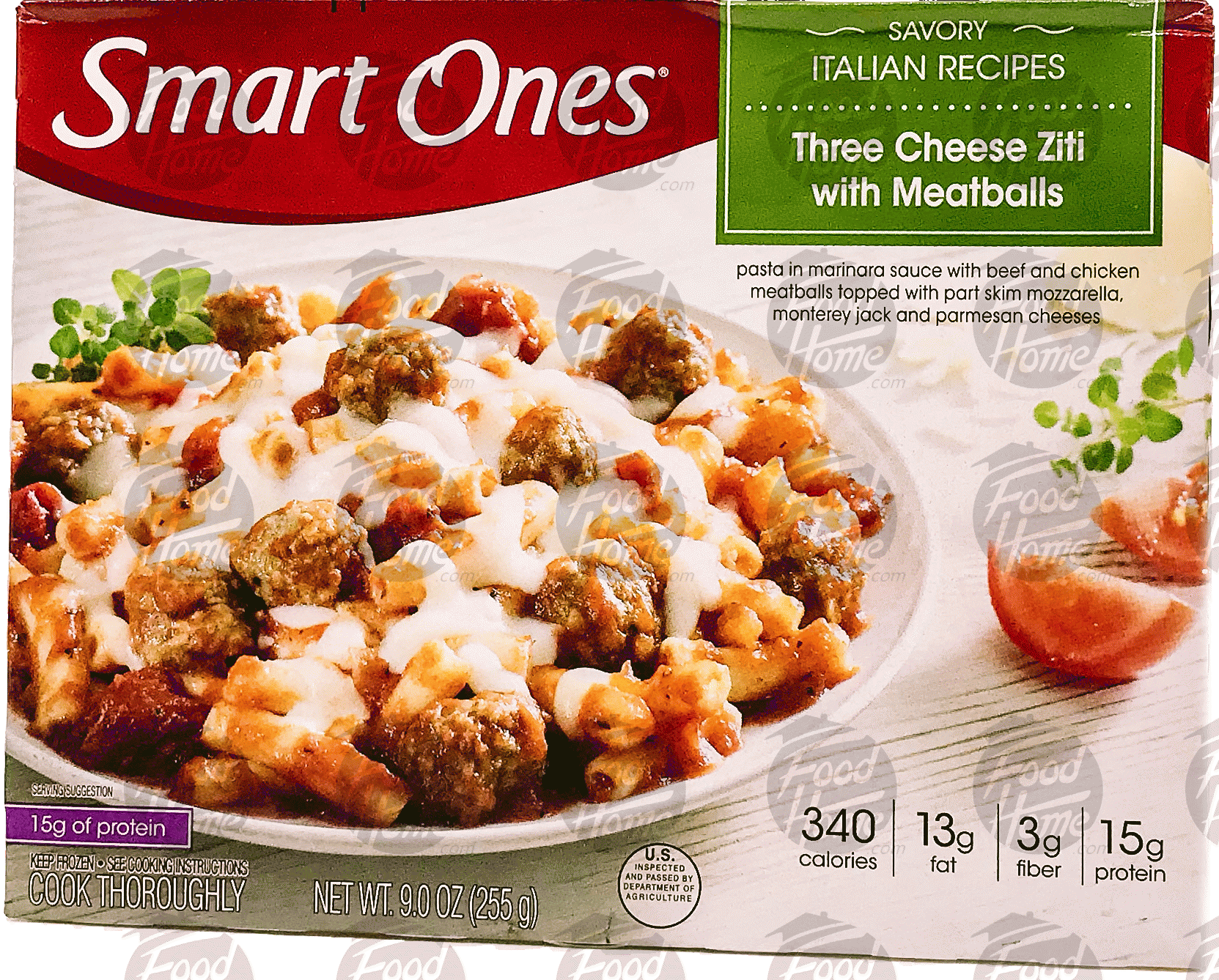 Weight Watchers Smart Ones three cheese ziti marinara with meatballs, topped w/part-skim mozzarella, monterey jack and parmesan Full-Size Picture